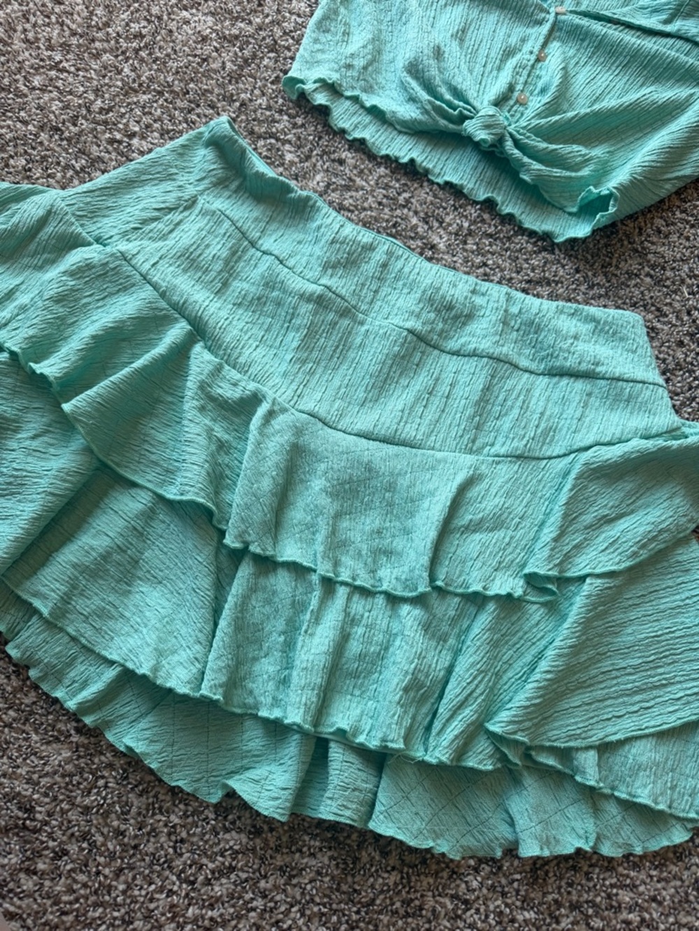 wild fable Mint Green Two-Piece Crop Top & Ruffle Skirt Set - Picture 3 of 5